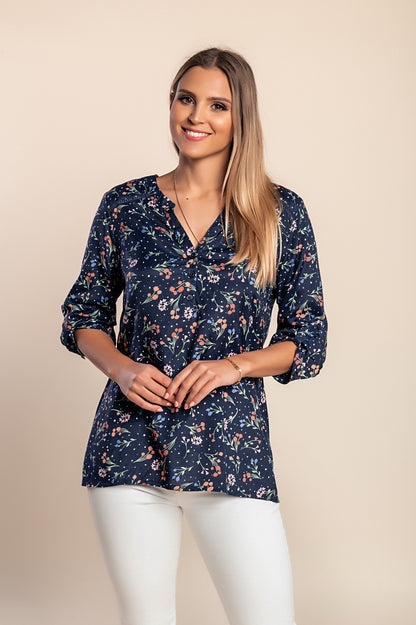 Camicetta stampata, blu scuro