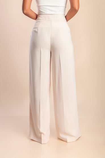 Pantaloni eleganti taglie forti, crema