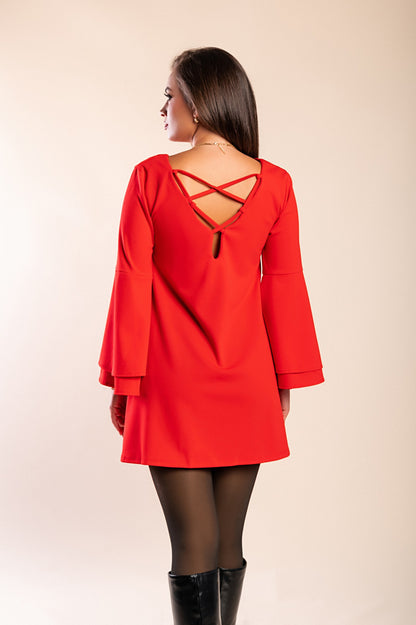 Vestito mini con maniche a campana Rania, senape
