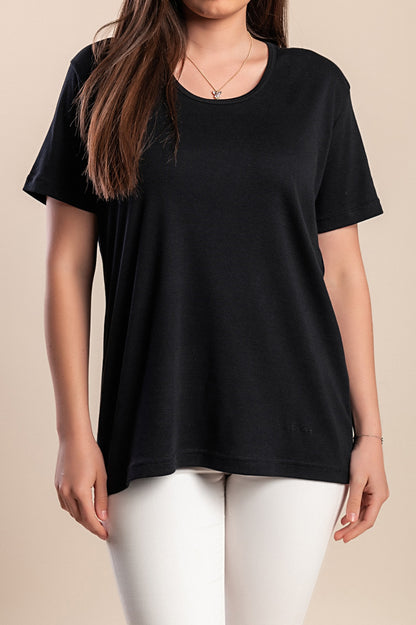 Maglietta girocollo taglie forti, nera