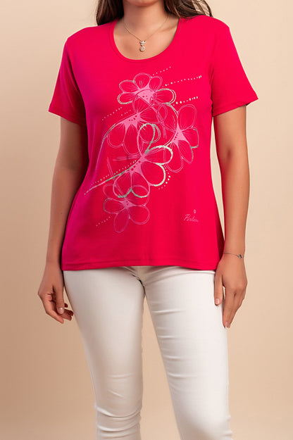 Maglietta stampata, rosa