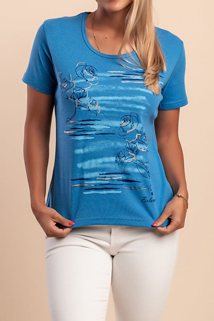 T-shirt in cotone con stampa, rosa
