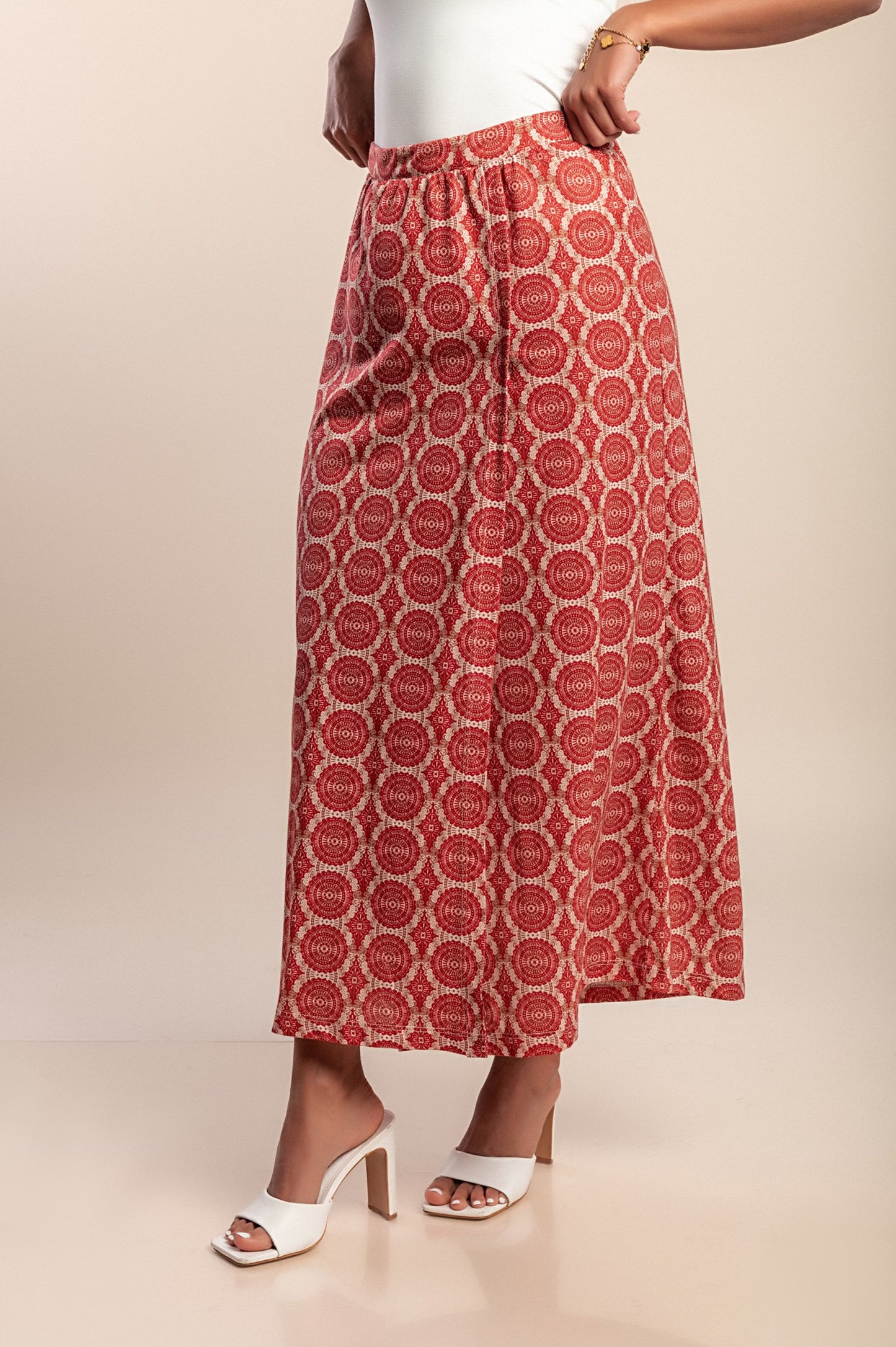 Gonna stampata taglie forti, rossa