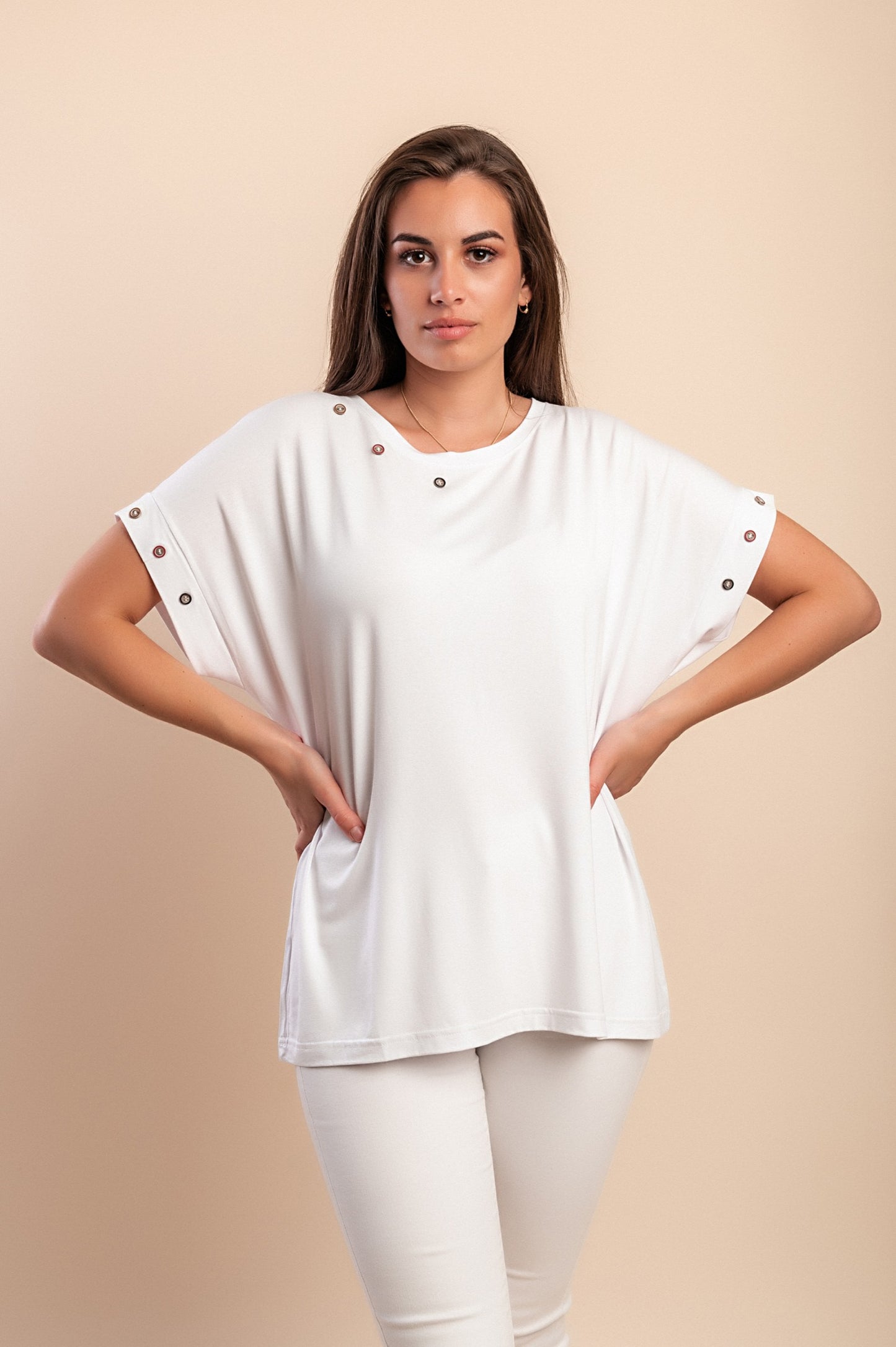 T-shirt in viscosa, bianca