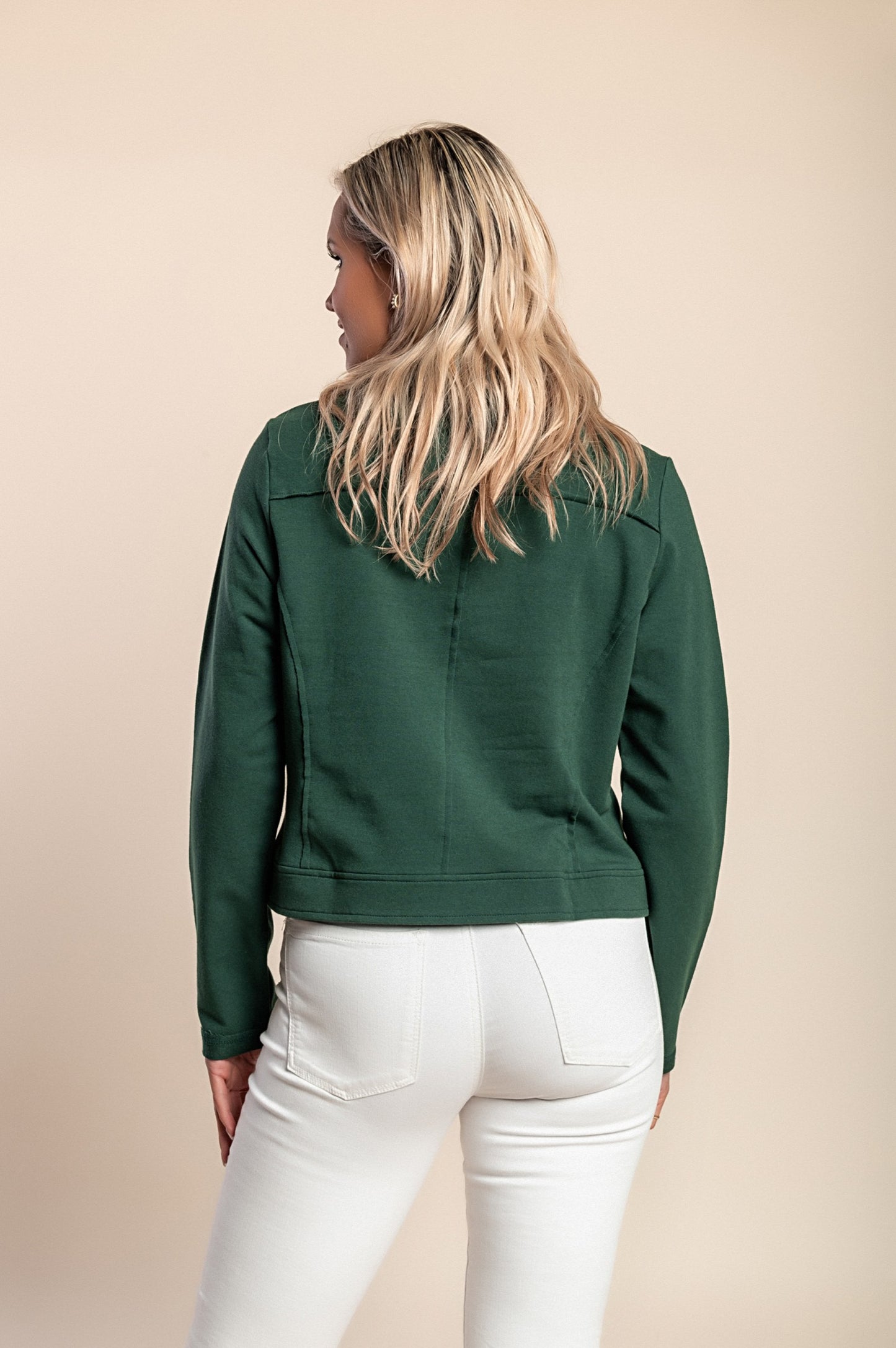 Top con cerniera, oliva