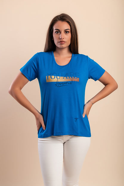 Maglietta con stampa, blu