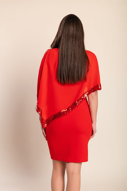 Vestito elegante con mantellina Arlet, bordo