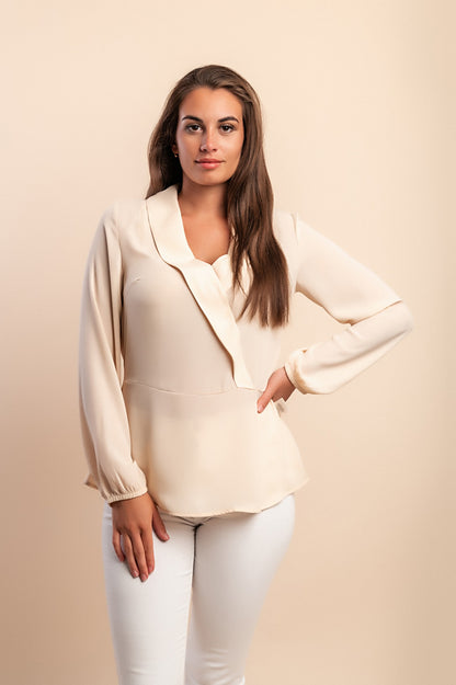 Blusa a maniche lunghe, beige