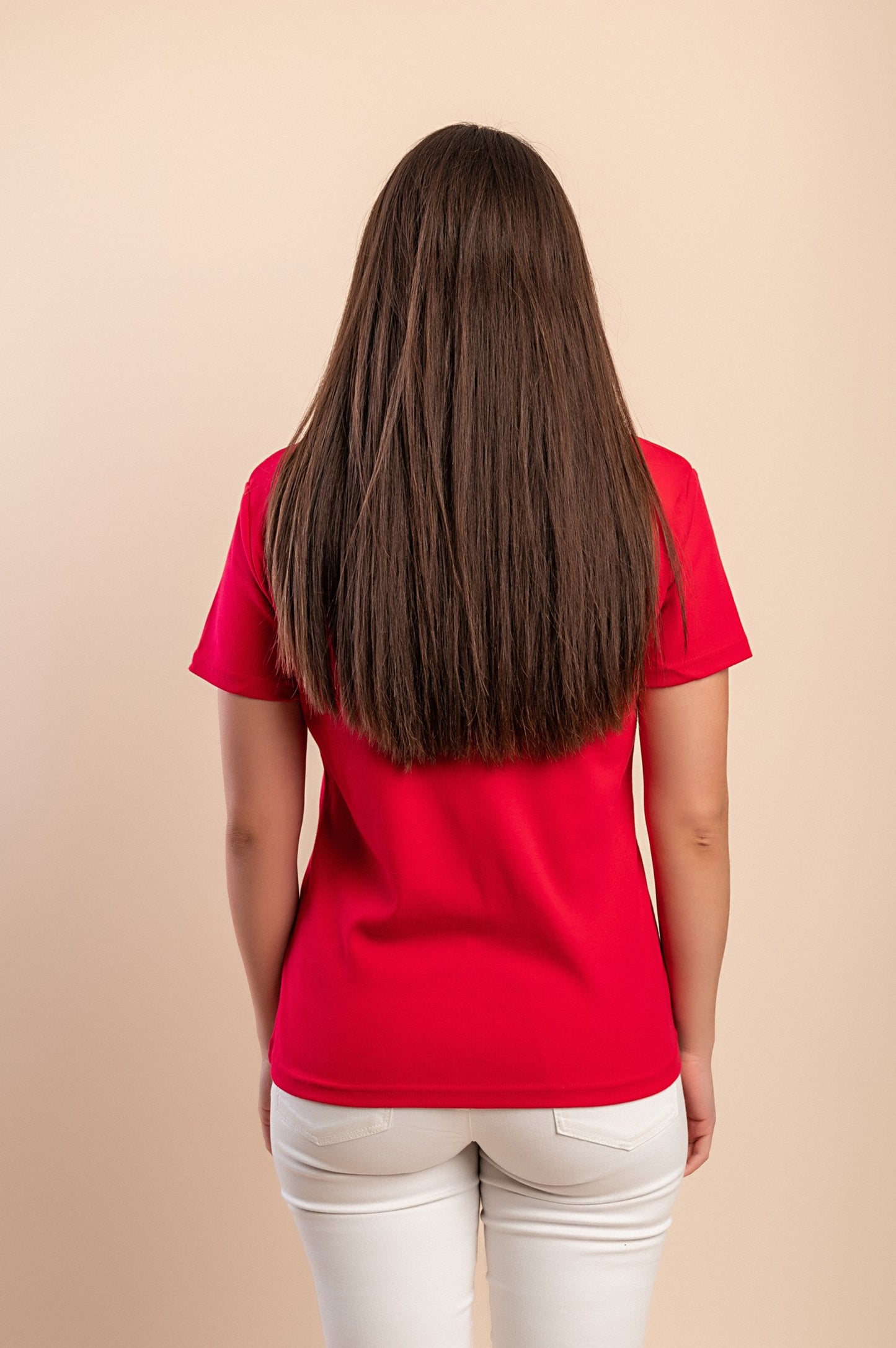 Maglietta in cotone con colletto, rossa