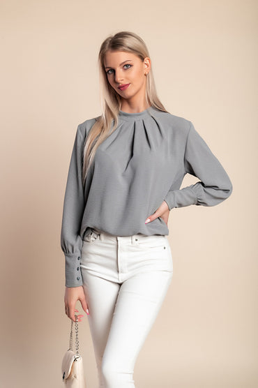 Camicetta girocollo, grigio chiaro