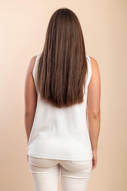 Top in cotone con spalline larghe, bianco