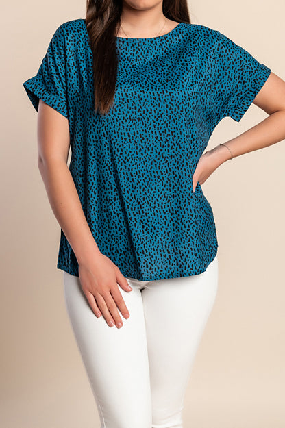 Camicetta stampata taglie forti, petrolio