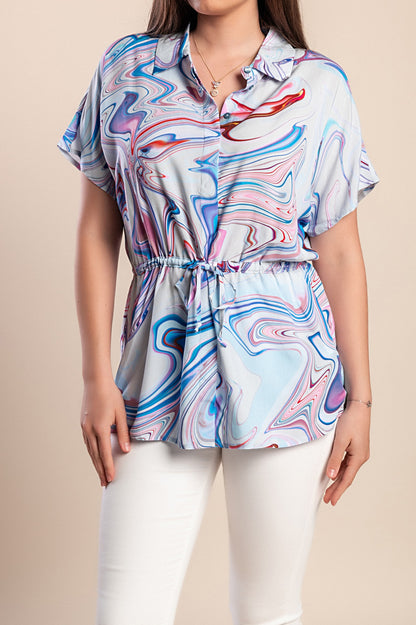 Camicia stampata, blu