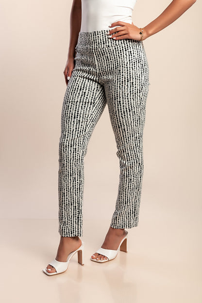 Pantaloni stampati, neri e bianchi