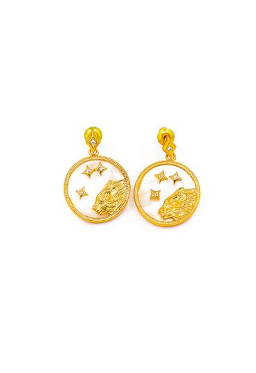 Orecchini rotondi, LEONE, colore oro