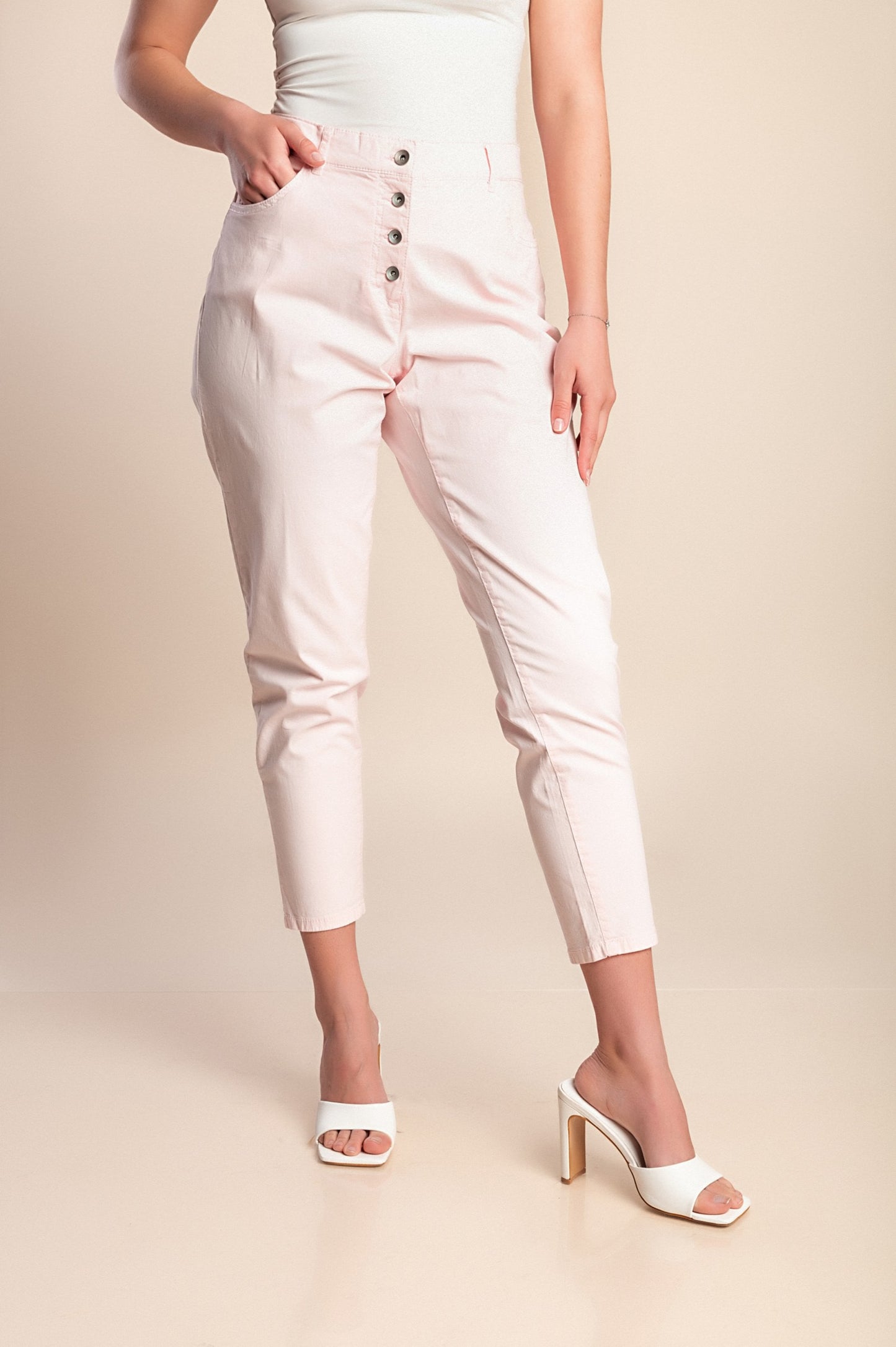 Pantaloni di cotone taglie forti, rosa