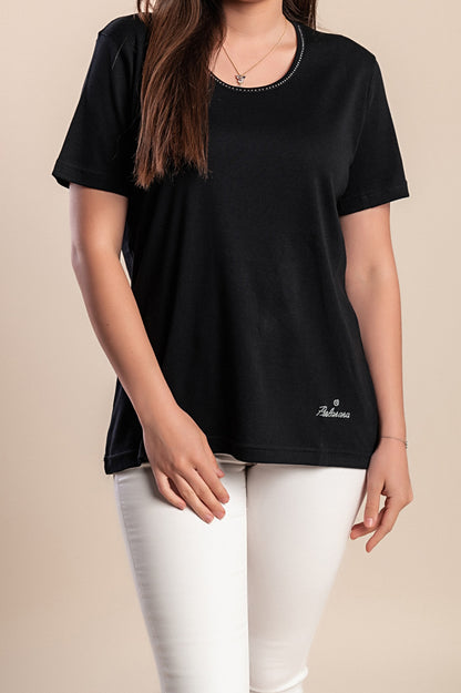 T-shirt girocollo, blu scuro