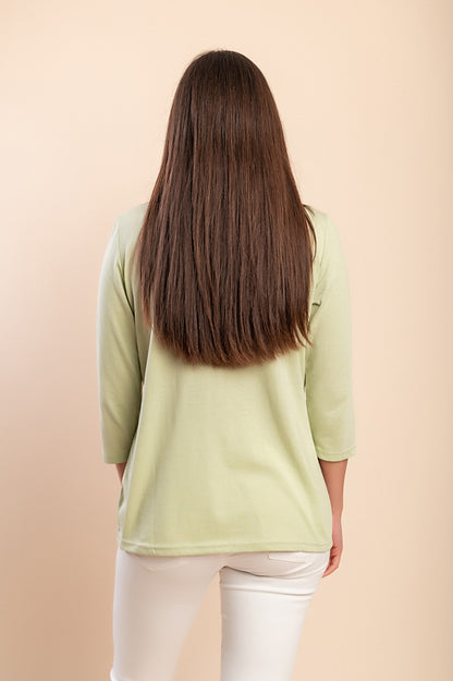 Top girocollo, verde