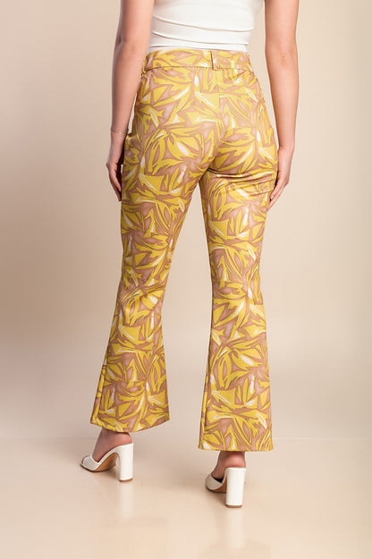 Pantaloni stampati taglie forti, gialli