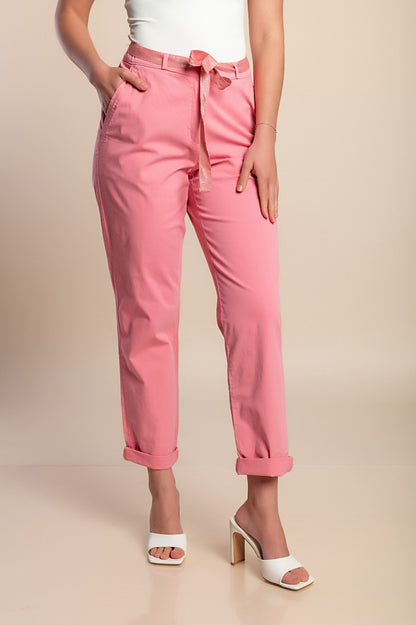 Pantaloni di cotone taglie forti, rosa
