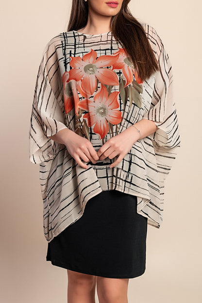 Abito stampato taglie forti, nero