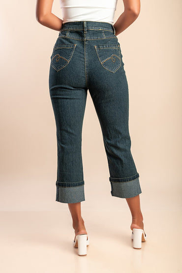 Jeans a vita alta, verdi