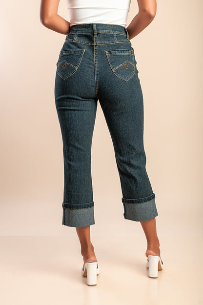 Jeans a vita alta, verdi