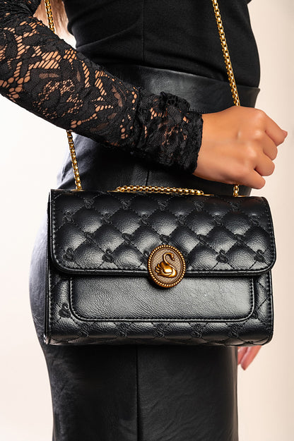 Borsa piccola con dettaglio trapuntato, bianca