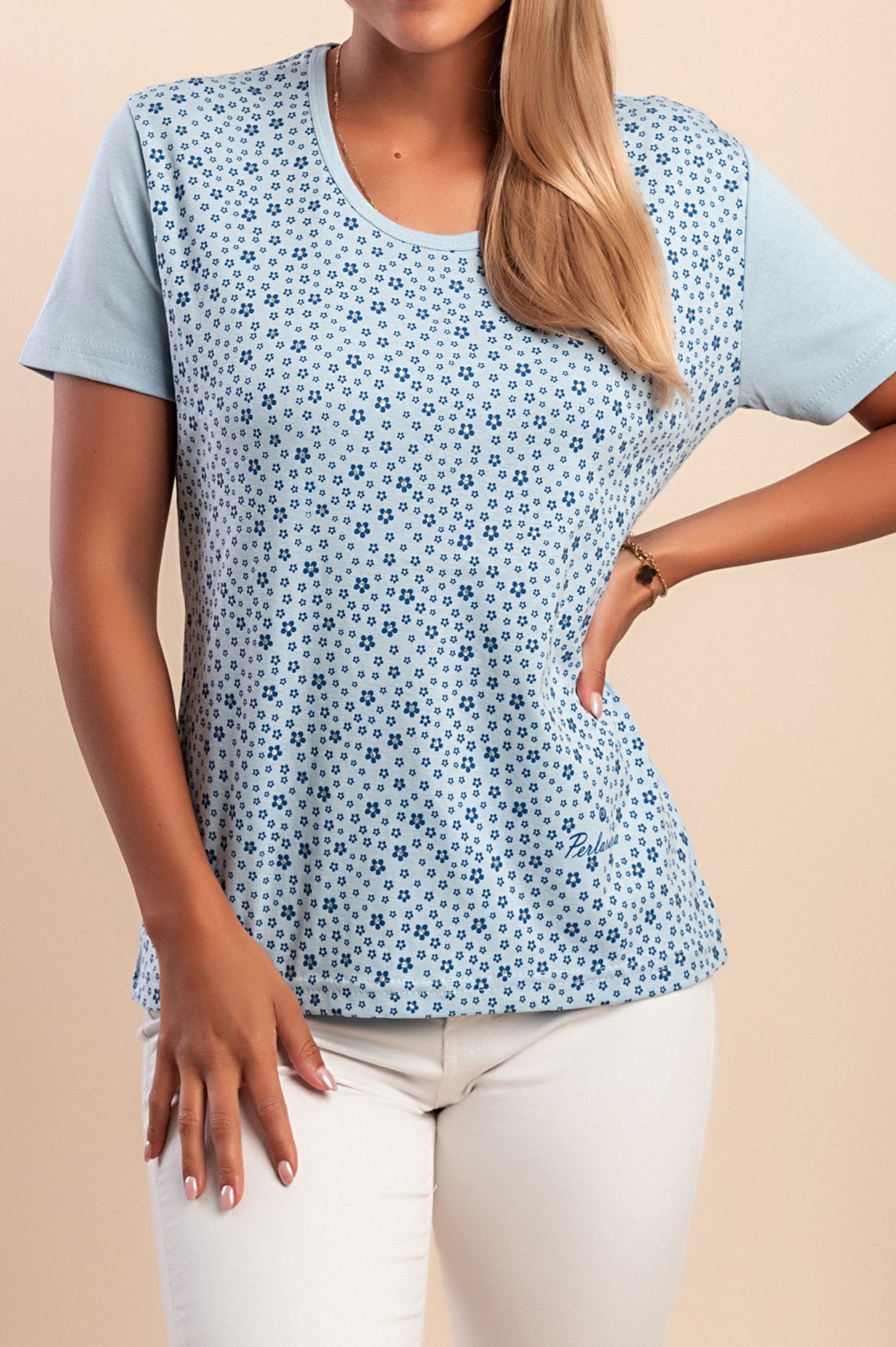 T-shirt in cotone con stampa, blu scuro