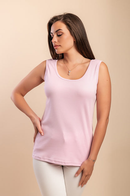 Top senza maniche in cotone, beige