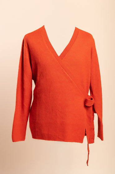 Top in maglia taglie forti con maniche lunghe, mattone