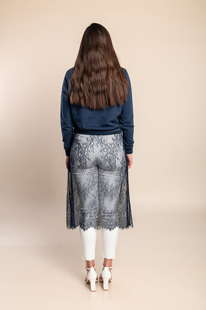 Tunica con pizzo, blu scuro