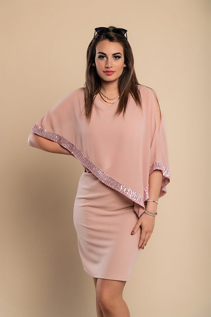 Vestito elegante con mantellina Arlet, bordo