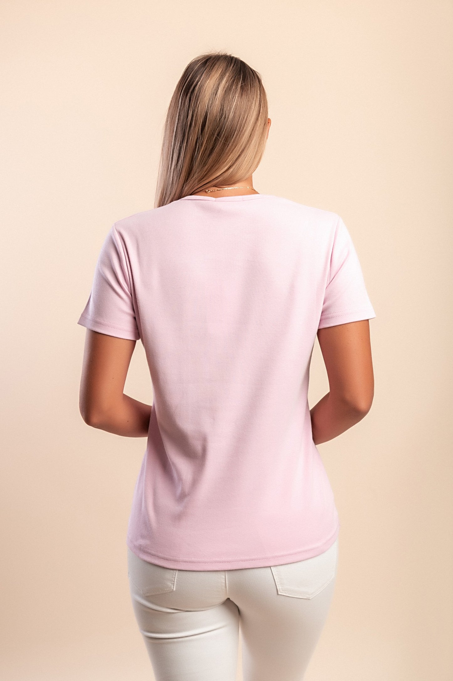 T-shirt in cotone con stampa, rosa chiaro