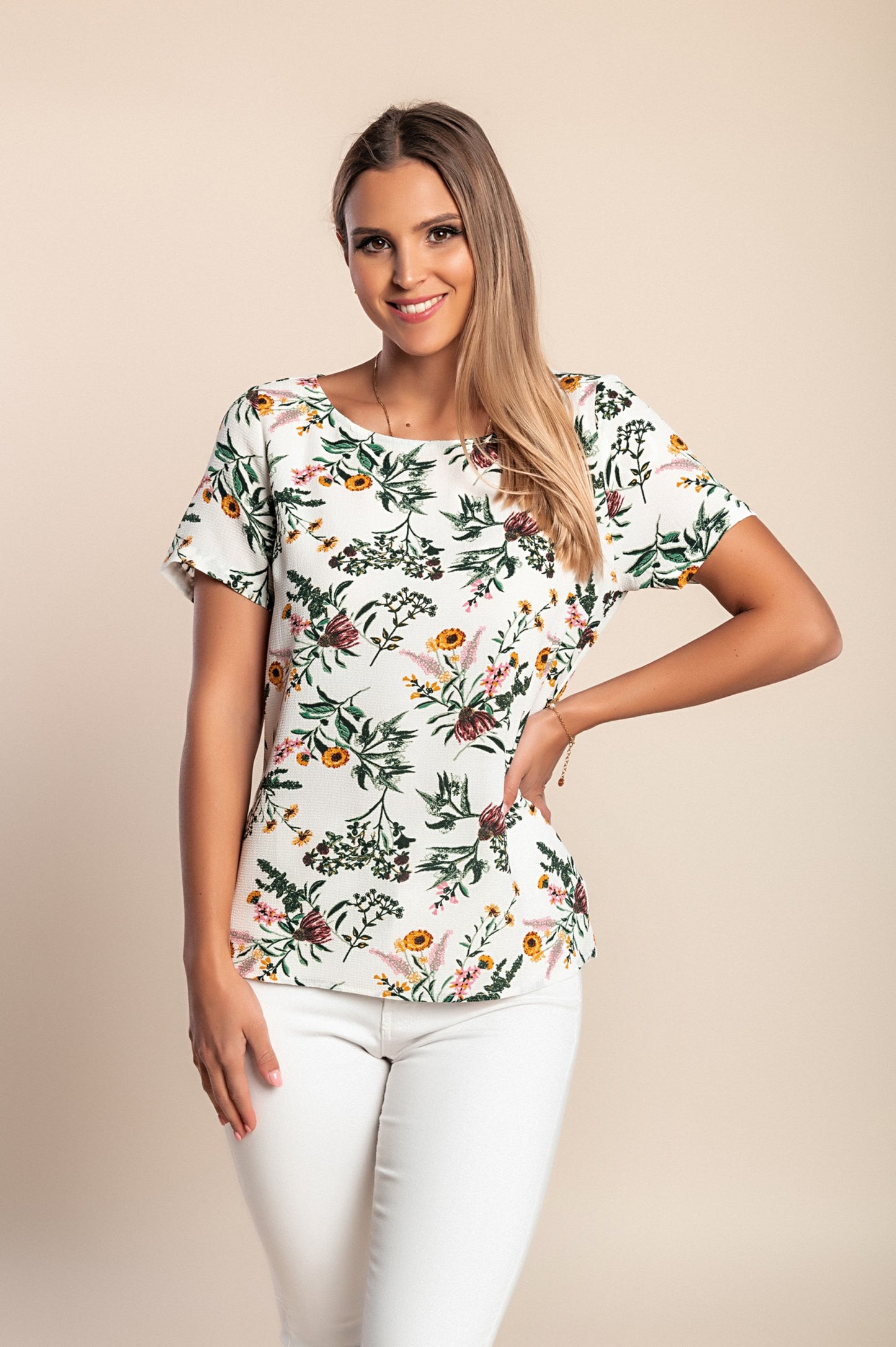 Camicetta a maniche corte, bianca