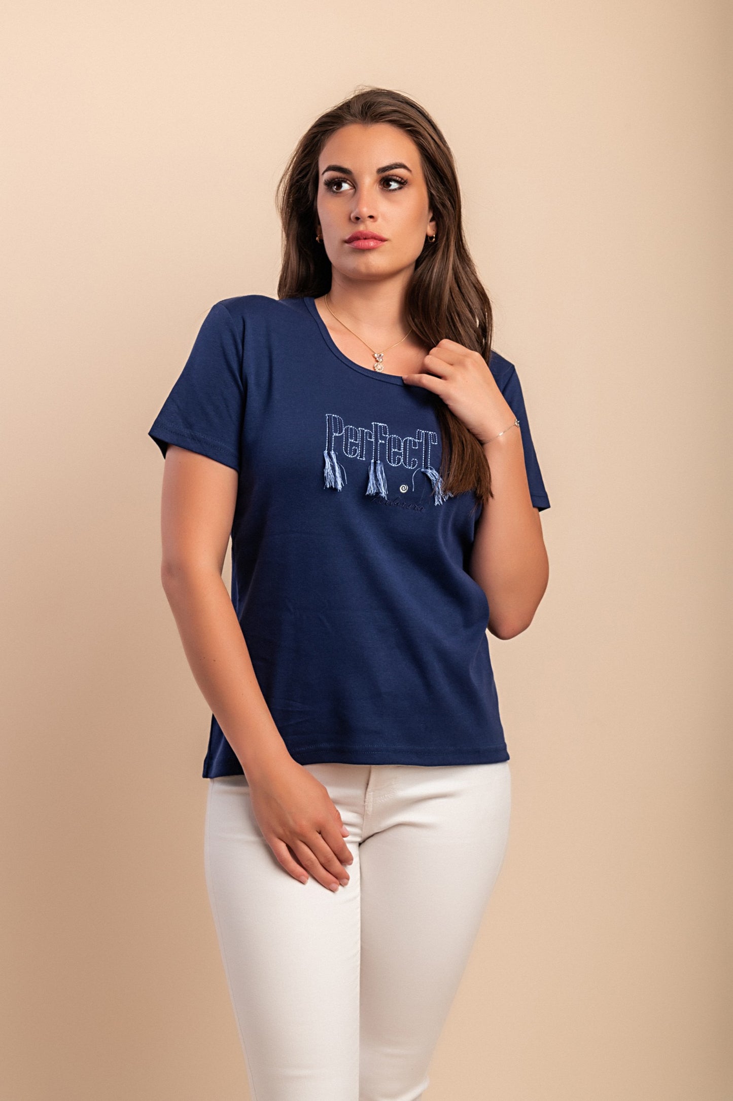 T-shirt in cotone con nappe, bianca