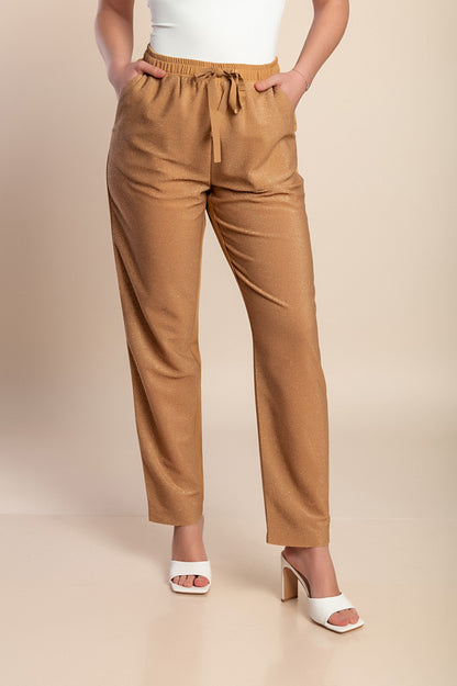 Pantaloni lunghi taglie forti, cammello