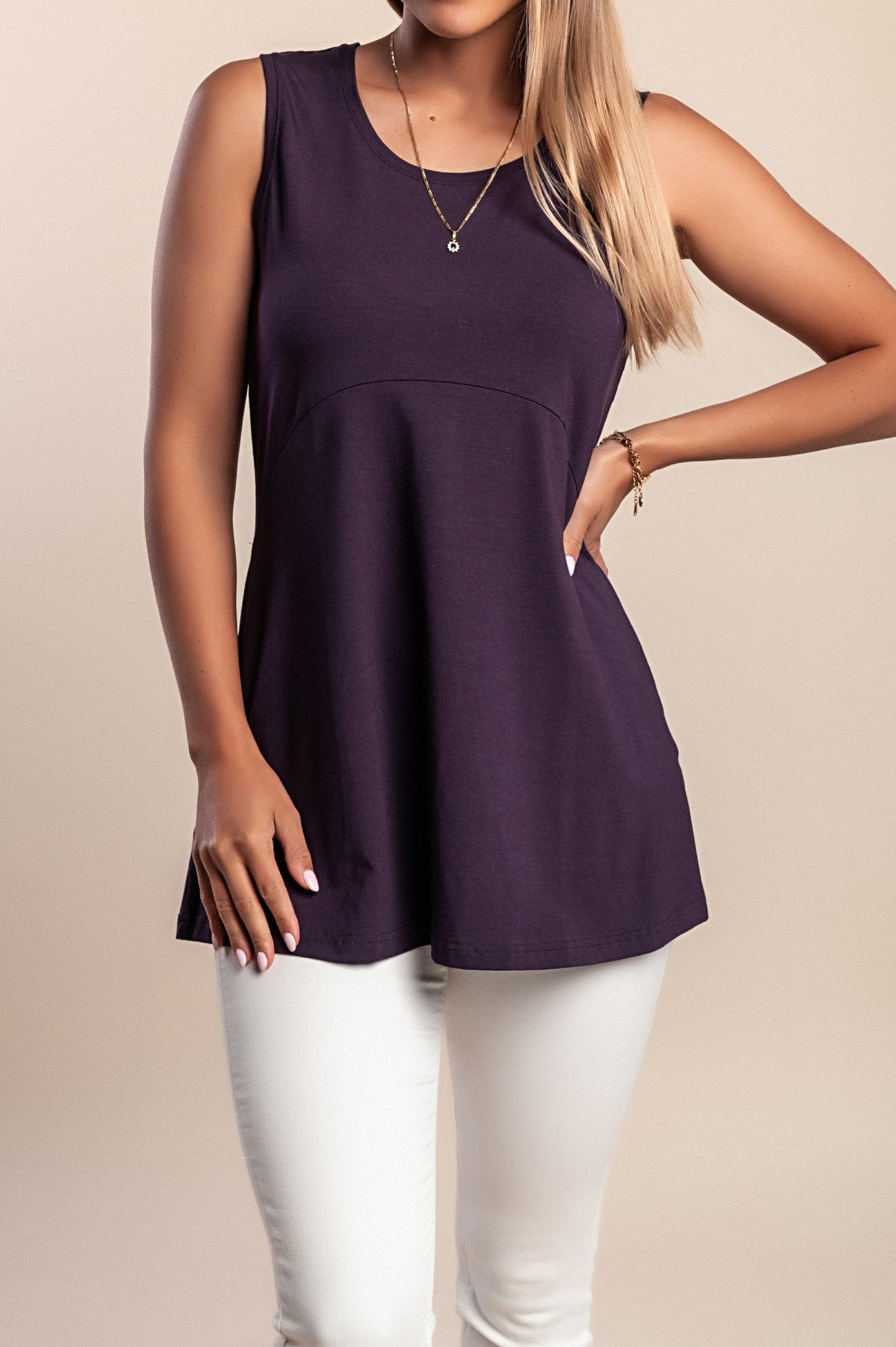 Top senza maniche, viola