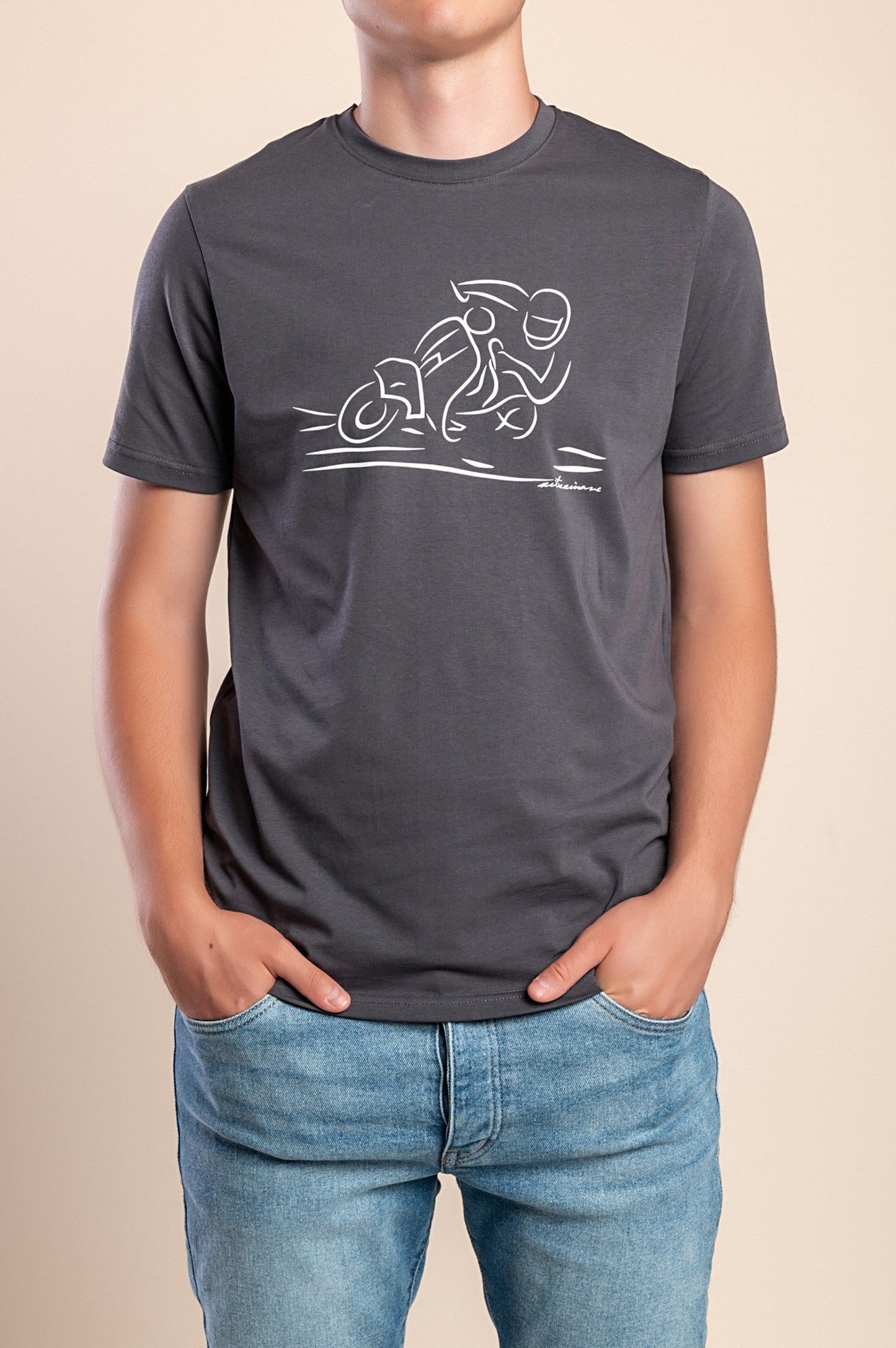 T-shirt da uomo in cotone con stampa, nera