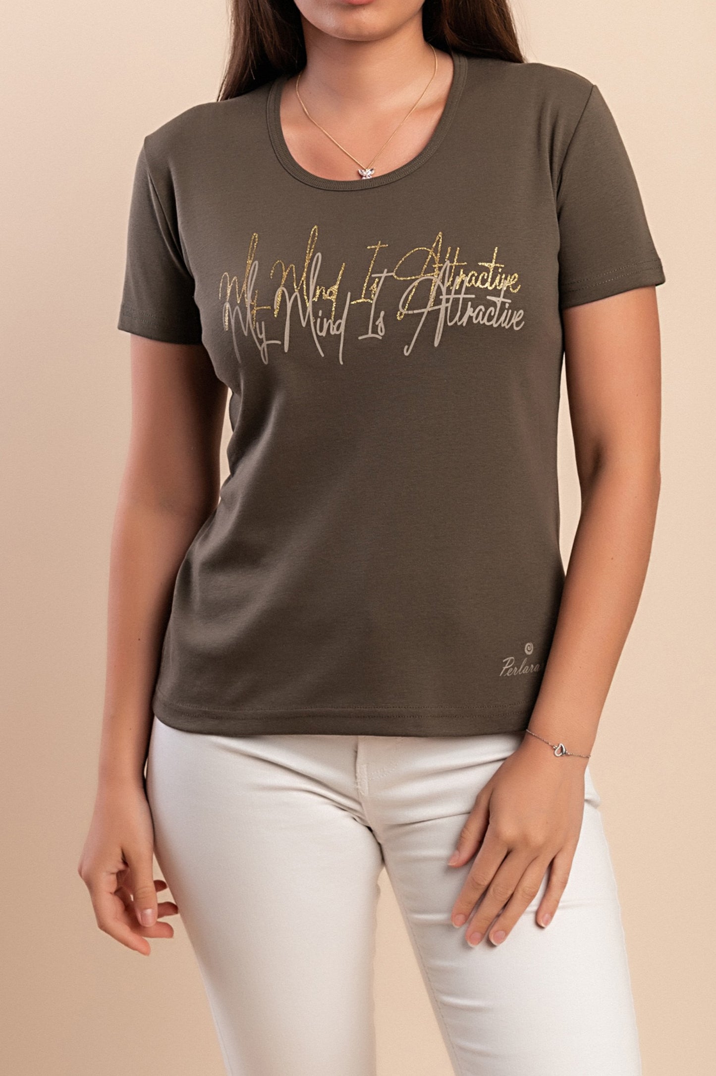 T-shirt in cotone con stampa, azzurra