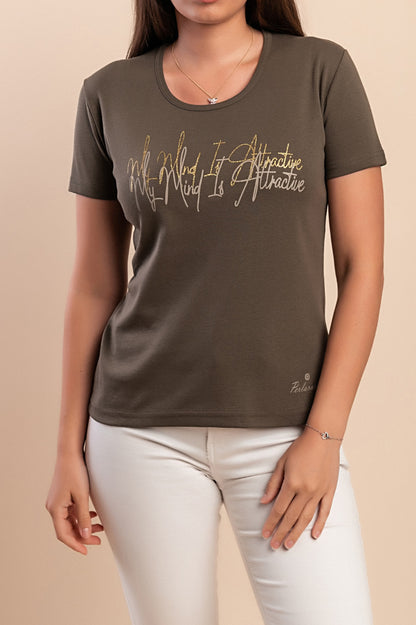 T-shirt in cotone con stampa, azzurra