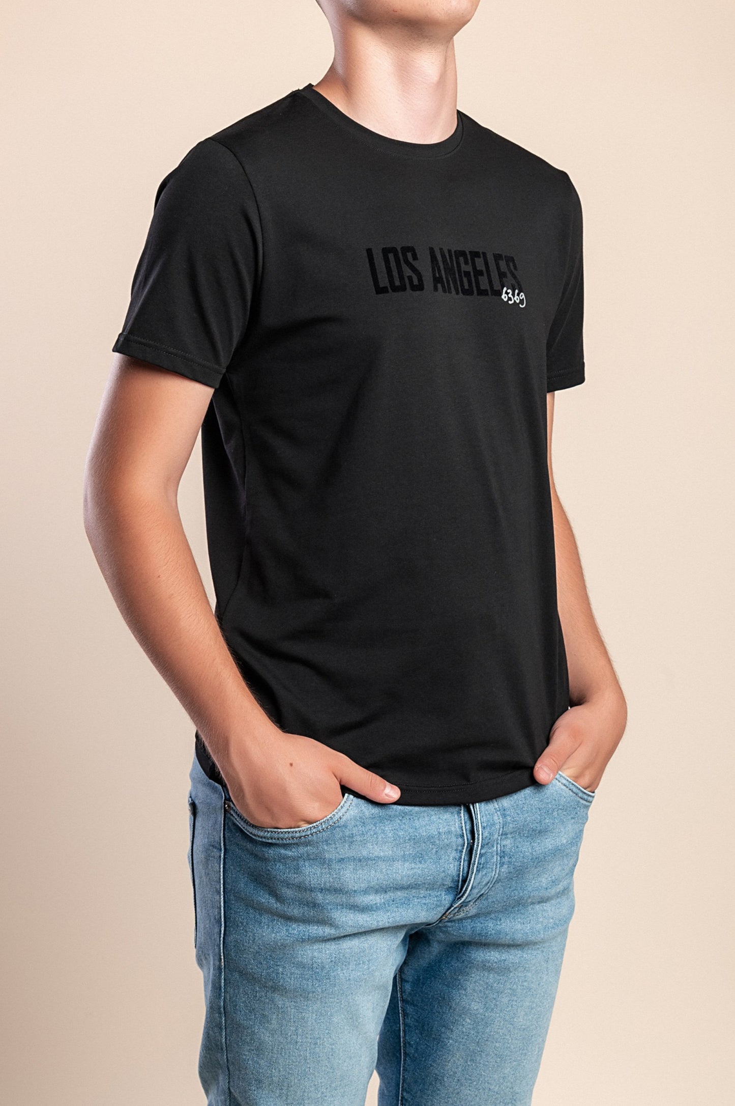 T-shirt da uomo in cotone con stampa, nera