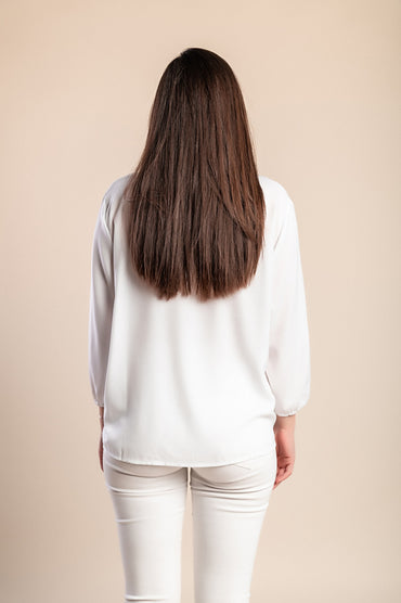 Camicetta a maniche lunghe, bianca