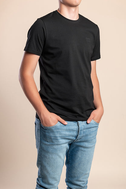 T-shirt da uomo in cotone, nera