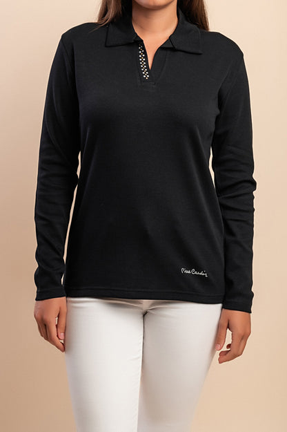 Top a maniche lunghe in cotone, viola