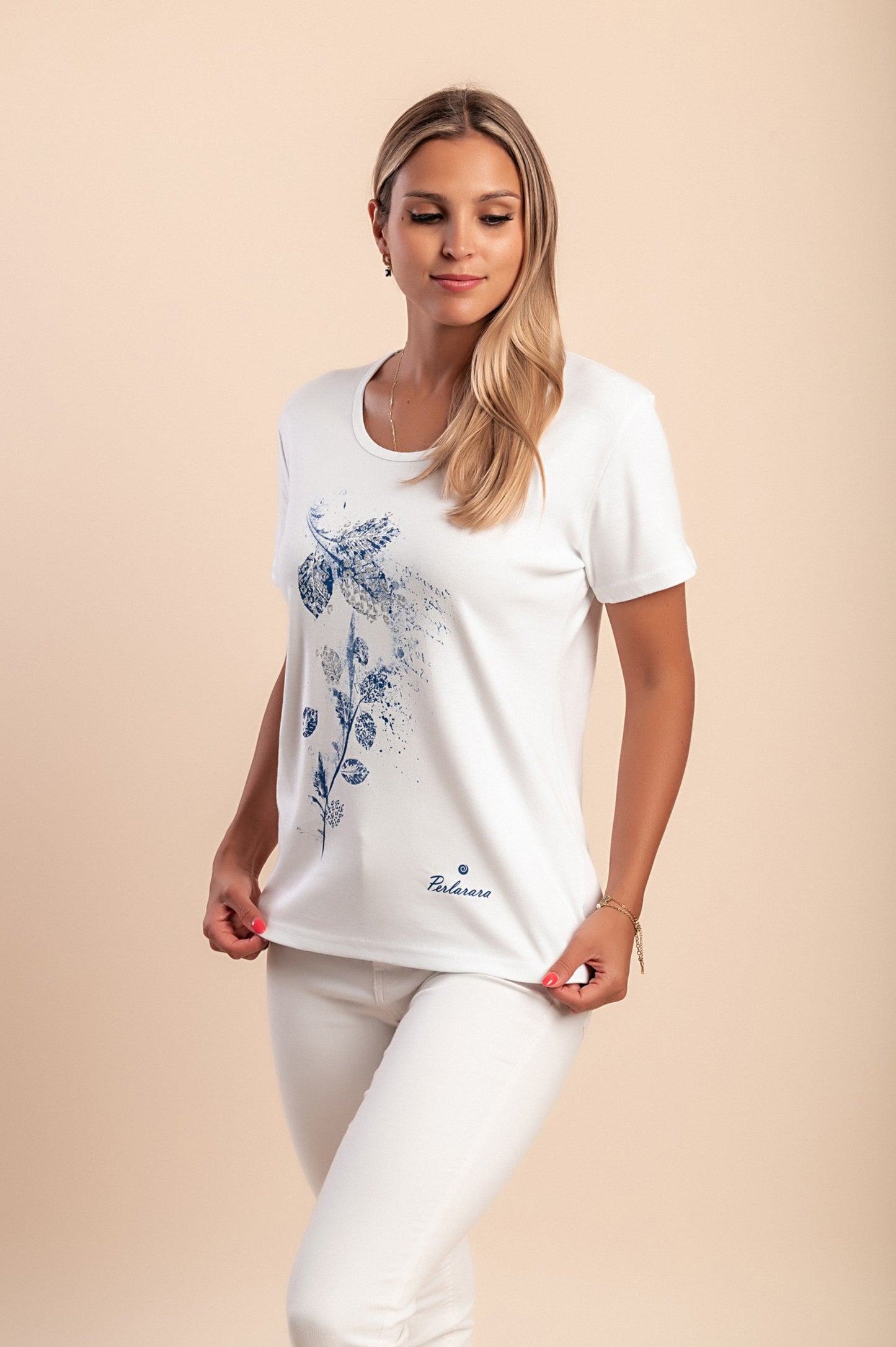 T-shirt in cotone con stampa, rosa chiaro