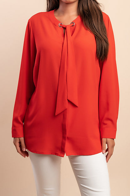 Blusa elegante taglia forte, rossa