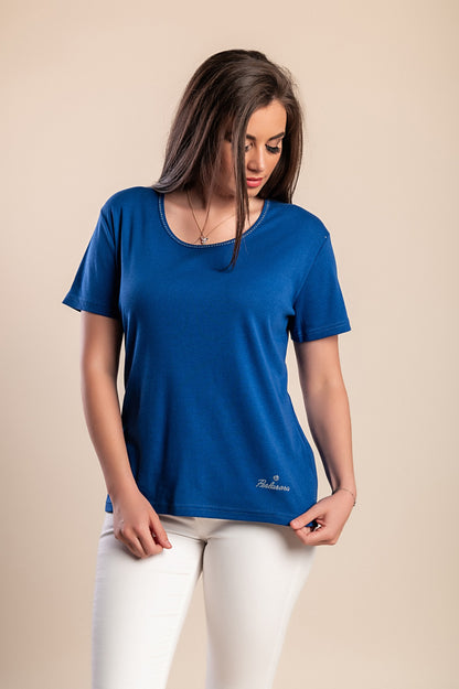 T-shirt girocollo, blu scuro