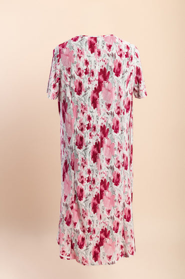 Abito taglie forti con stampa floreale, rosa