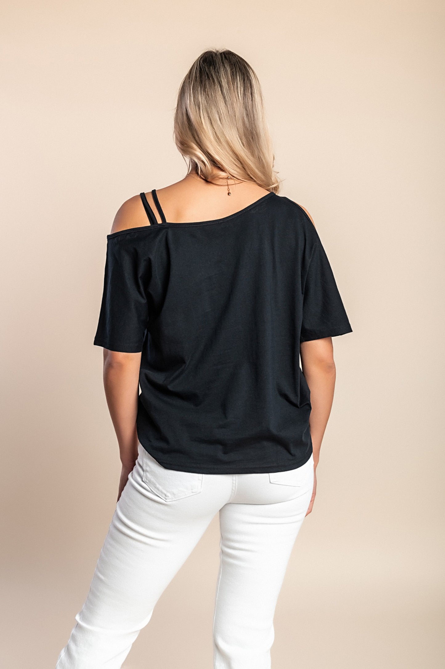 T-shirt in cotone ampia, nera